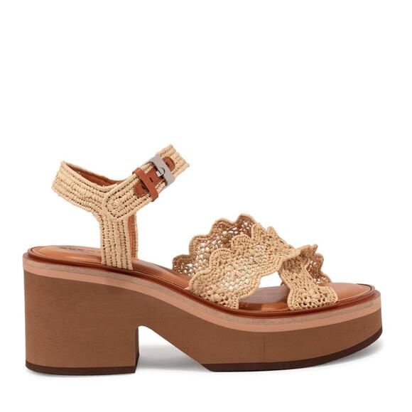 CLERGERIE Charline Platform Wedge Sandals Natural Raffia Strap Women's 39.5/ US9 - Picture 11 of 11